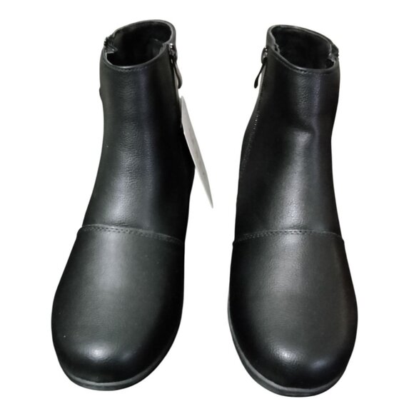 Suedi Size 10 Ankle Boots Short Black Synthetic Leather Side Zipper Closure - Picture 4 of 10